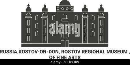 Russia,Rostovondon, Rostov Regional Museum , Of Fine Arts travel landmark vector illustration Stock Vector