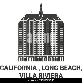 United States, California , Long Beach, Villa Riviera travel landmark vector illustration Stock Vector