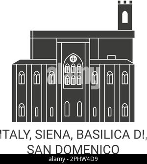 Italy, Siena, Basilica Di, San Domenico travel landmark vector illustration Stock Vector