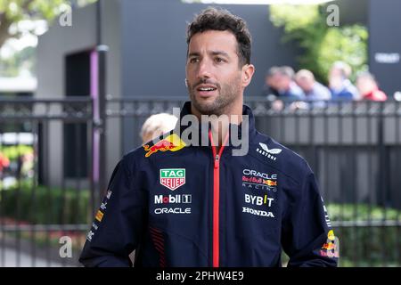 Melbourne, Australia, 30 March, 2023. Daniel Ricciardo is seen entering the paddock at The Australian Formula One Grand Prix on March 30, 2023, at The Melbourne Grand Prix Circuit in Albert Park, Australia. Credit: Dave Hewison/Speed Media/Alamy Live News Stock Photo