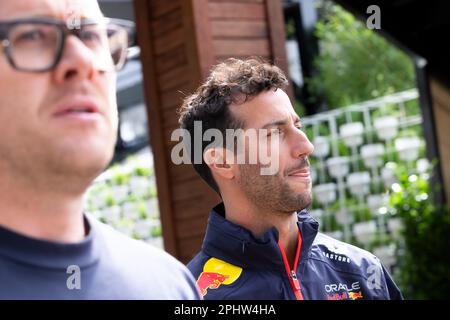 Melbourne, Australia, 30 March, 2023. Daniel Ricciardo is seen entering the paddock at The Australian Formula One Grand Prix on March 30, 2023, at The Melbourne Grand Prix Circuit in Albert Park, Australia. Credit: Dave Hewison/Speed Media/Alamy Live News Stock Photo