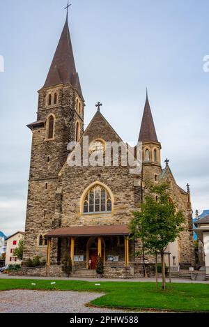 Interlaken Catholic Church in Switzerland. Stock Photo