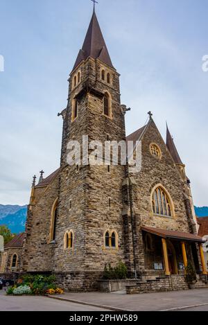 Interlaken Catholic Church in Switzerland. Stock Photo