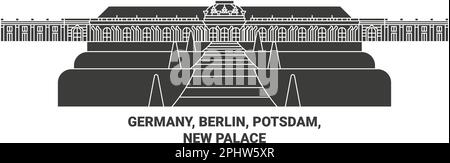 Germany, Berlin, Potsdam, New Palace travel landmark vector illustration Stock Vector