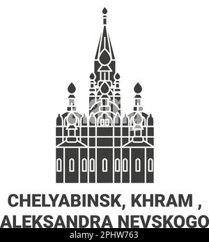 Russia, Chelyabinsk, Khram , Aleksandra Nevskogo travel landmark vector illustration Stock Vector
