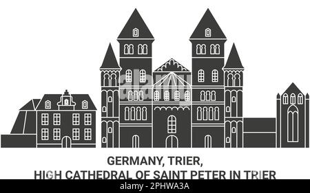 Germany, Trier, High Cathedral Of Saint Peter In Trier travel landmark vector illustration Stock Vector