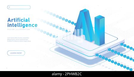 Artificial intelligence white banner Stock Vector