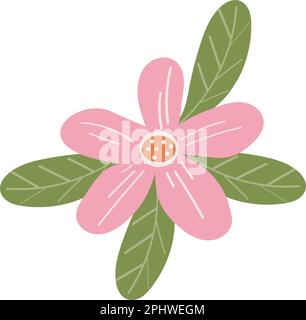 cute flower pink color with leafs Stock Vector Image & Art - Alamy