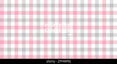 Pink and gray gingham seamless pattern. Pale pastel vichy background texture. Checked tweed plaid repeating wallpaper. Fabric design. Vector  Stock Vector