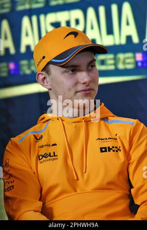 Oscar Piastri (AUS) McLaren, in the post qualifying FIA Press ...