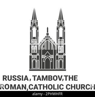 Russia, Tambov,The Roman, Catholic Church In Tambov travel landmark vector illustration Stock Vector