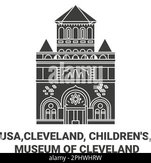 Usa,Cleveland, Children's, Museum Of Cleveland travel landmark vector illustration Stock Vector