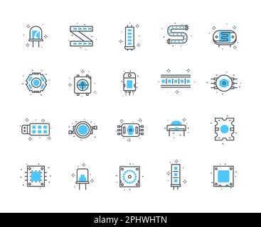 LED diodes color icons set Stock Vector