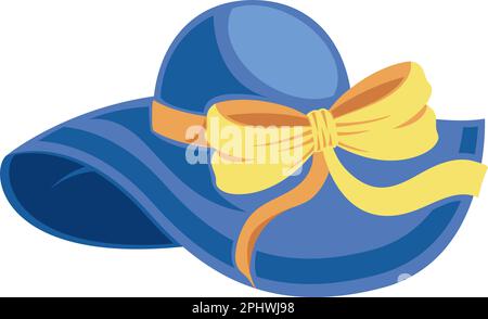 Beach hat with yellow tied knot over white Stock Vector