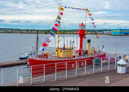 Historical boats at the port of Kotka, Finland. Stock Photo