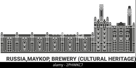 Russia, Maykop, Brewery Cultural Heritage, travel landmark vector illustration Stock Vector