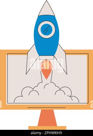 monitor computer with rocket launcher vector illustration design Stock ...