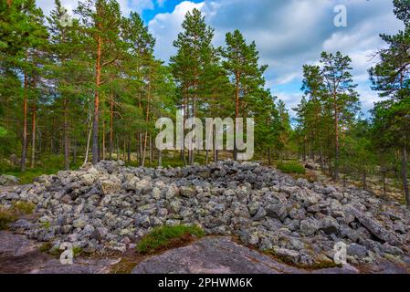 Sammallahdenmäki is a Bronze Age burial site in Finland near Rauma Stock Photo