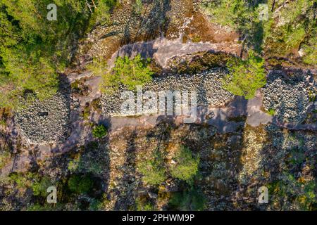 Aerial view of Sammallahdenmäki, a Bronze Age burial site in Finland near Rauma Stock Photo