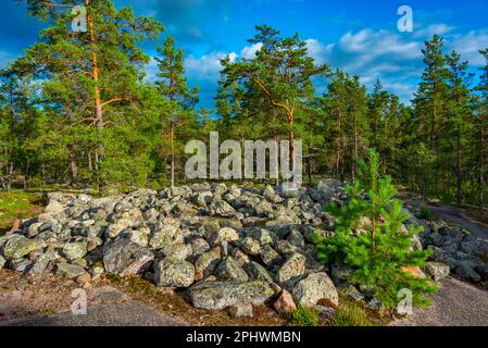 Sammallahdenmäki is a Bronze Age burial site in Finland near Rauma Stock Photo