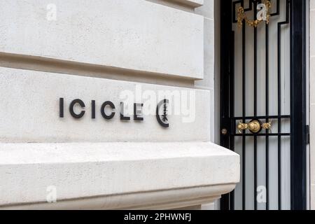 Entrance and sign of an Icicle store, a Chinese brand of natural and sustainable clothing fashion Stock Photo