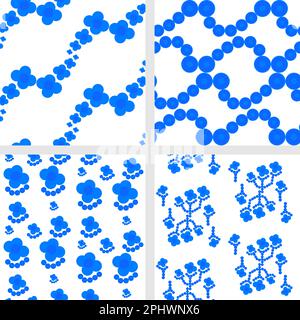 Set Seamless Blue Square Flower Pattern, perfect for wrapping paper, plastic and fabric Stock Vector