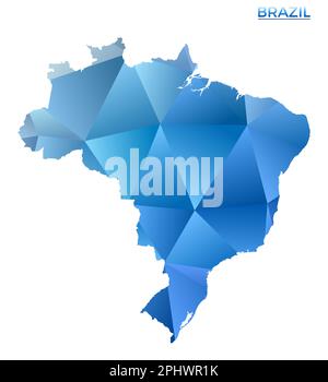 Vector polygonal Brazil map. Vibrant geometric country in low poly style. Awesome illustration for your infographics. Stock Vector