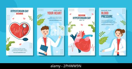 World Hypertension Day Social Media Stories Flat Cartoon Hand Drawn Templates Illustration Stock Vector