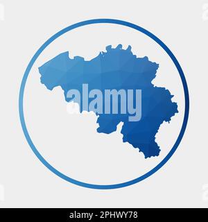 Belgium icon. Polygonal map of the country in gradient ring. Round low poly Belgium sign. Vector illustration. Stock Vector