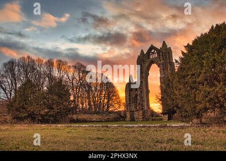 Guisborough Priory in golden light Stock Photo