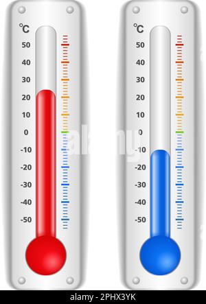 Two thermometers on white background, vector eps10 illustration Stock Vector