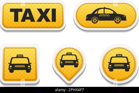 Taxi icons and buttons set, vector eps10 illustration Stock Vector