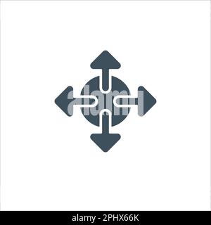 Spreading outward arrows distribution icon. extend business symbol. propagation spreading scheme. Stock vector illustration isolated on white Stock Vector
