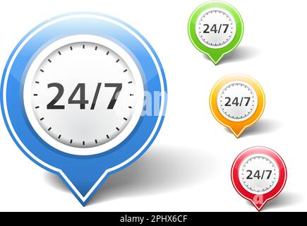 24/7 Icons set, vector eps10 illustration Stock Vector