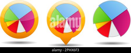 Set of pie chart icons, vector eps10 illustration Stock Vector