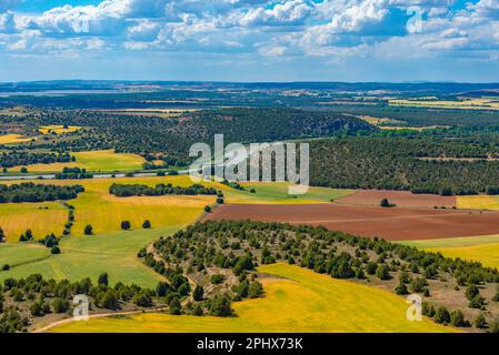 Agricultural landscape of Castilla y Leon region in Spain. Stock Photo