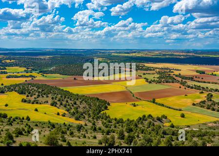 Agricultural landscape of Castilla y Leon region in Spain. Stock Photo