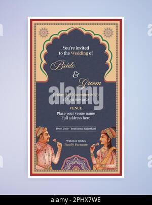 Wedding Invitation Card Design. Mughal arch with floral invitation card ...