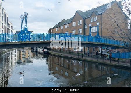 London- May 2023: Grand Union canal next to Harrow Road in Maida Vale are of west London Stock Photo