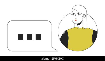 Female user with chat bubble line concept vector spot illustration Stock Vector