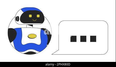 AI companion with chat bubble line concept vector spot illustration Stock Vector