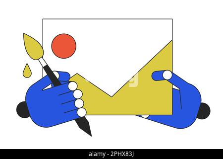 Creating AI-generated image line concept vector spot illustration Stock Vector