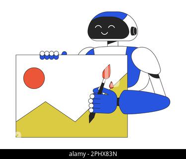 AI image generator line concept vector spot illustration Stock Vector