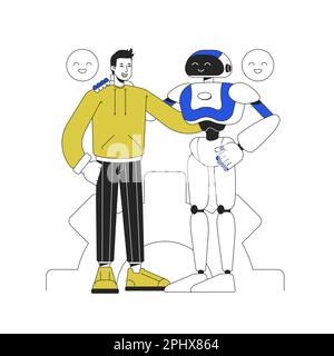 Artificial intelligence in daily life line concept vector spot illustration Stock Vector
