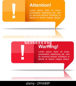 Attention and warning banners, vector eps10 illustration Stock Vector