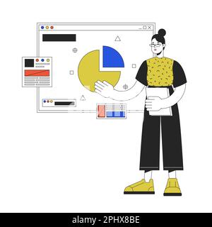 Planning manager line concept vector spot illustration Stock Vector