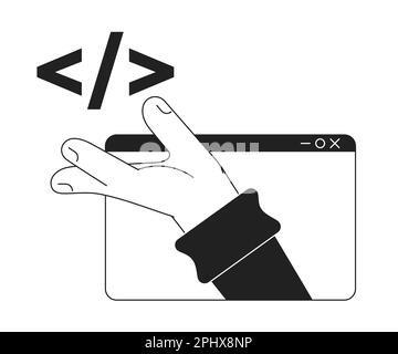 Source code of website black and white concept vector spot illustration Stock Vector