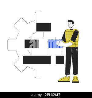 Machine learning algorithms line concept vector spot illustration Stock Vector