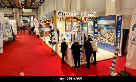 Aerial footage of MAST (Marine Saloon Trade) Boat, Boat Equipment and Marine Accessories Exhibition. High quality photo Stock Photo