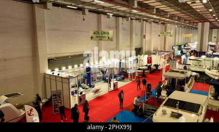 Aerial footage of MAST (Marine Saloon Trade) Boat, Boat Equipment and Marine Accessories Exhibition. High quality photo Stock Photo